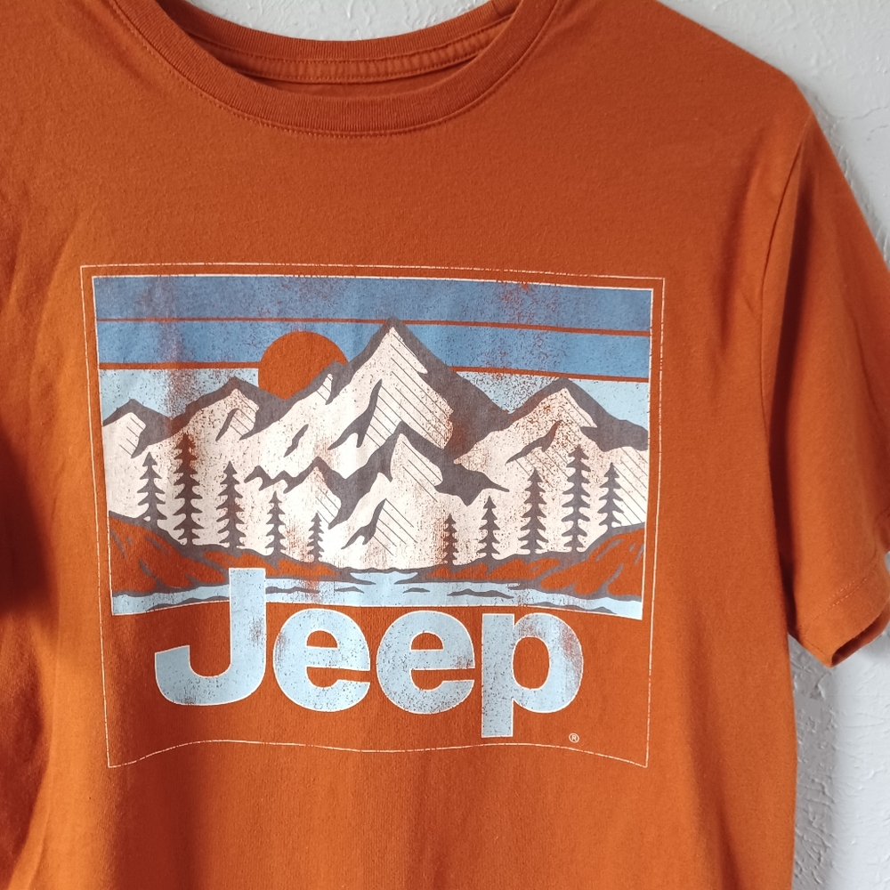 Jeep Men's Rustic Orange Mountain Tee Short Sleeve Crewneck